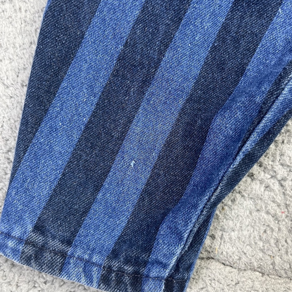 VTG Zena Jeans Women Sz 8 Blue Striped HighRise Taper Grunge 90s Bareback - Picture 14 of 14